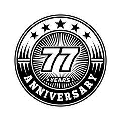 77 years anniversary. Anniversary logo design. Vector and illustration.