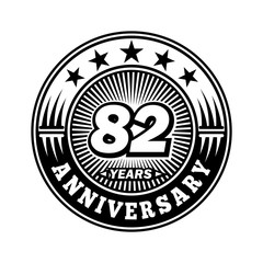 82 years anniversary. Anniversary logo design. Vector and illustration.