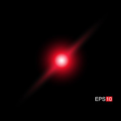 isolated red Rays with lens flare, Sun flare, flare on the black background. Transparent Vector Illustration