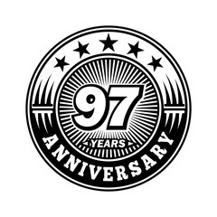 97 years anniversary. Anniversary logo design. Vector and illustration.