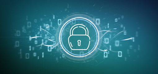 Security padlock wheel icon with multimedia and social media icon 3d rendering