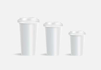 White coffee cup mockup on grey background. Mock up. Mock-up. Coffee away. Coffee to go.