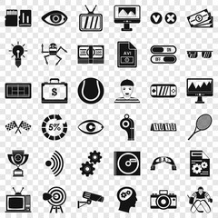 Home video icons set. Simple style of 36 home video vector icons for web for any design