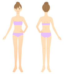 女性　全身スタイル　正面　後ろ姿　セット　02
