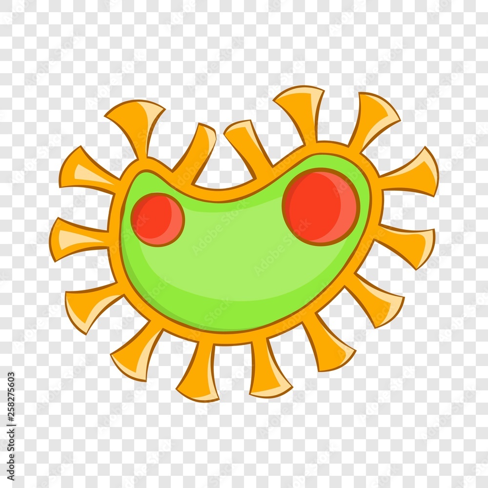 Poster virus icon in cartoon style on a background for any web design