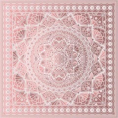 Beautiful bandana print in dusty rose colors. Kerchief design with mandala pattern.