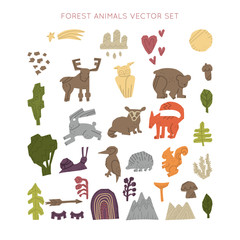 Woodland Forest Animals Vector Set