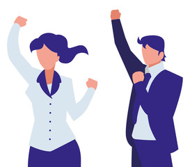 elegant business couple celebrating characters