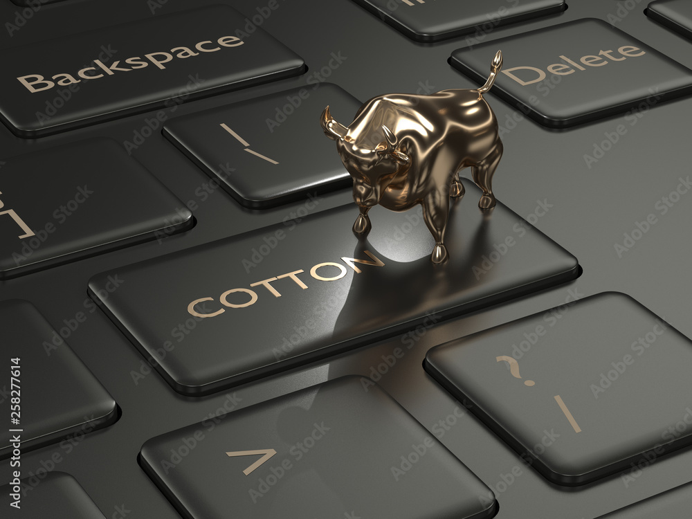 Poster 3d render of keyboard with cotton key and bull