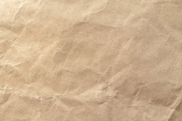 Brown crumpled paper texture background.