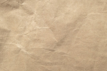 Brown crumpled paper texture background.
