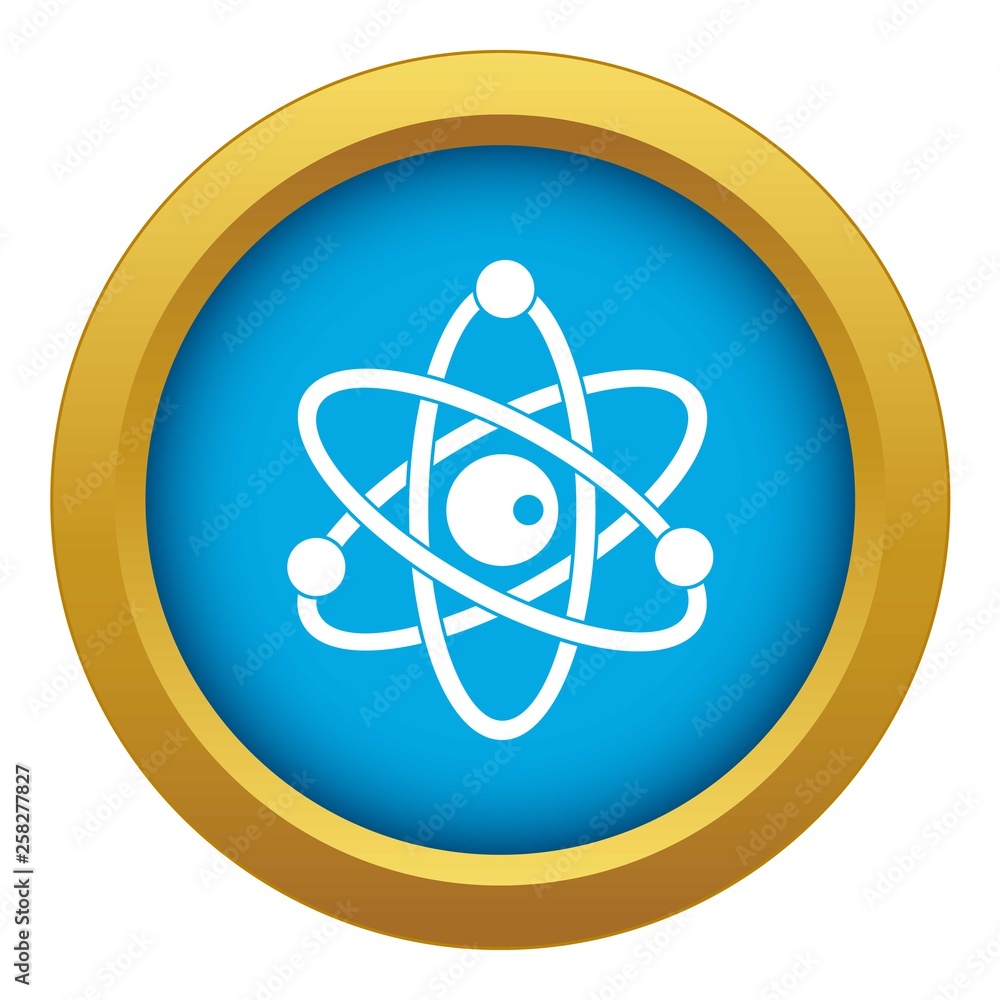 Poster atomic model icon blue vector isolated on white background for any design