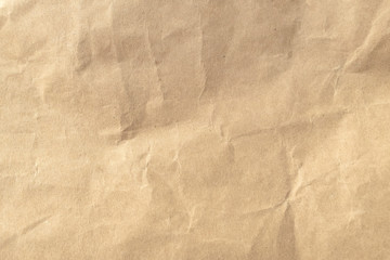 Brown crumpled paper texture background.