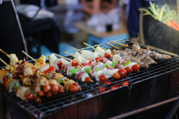 BBQ skewer on the grill 