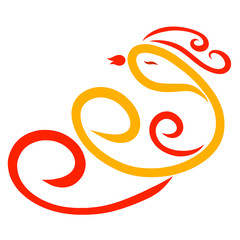 Graceful bird of yellow and red curls