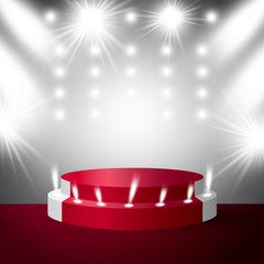 Stage podium with lighting vector illustration