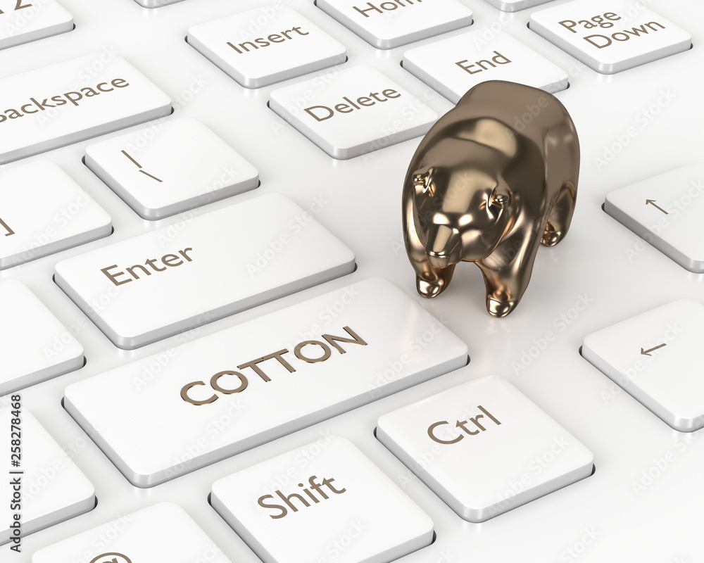 Poster 3d render of keyboard with cotton key and bear