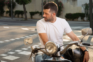 biker standing in the street