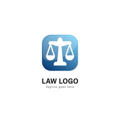 Law logo template design. Law logo with modern frame vector design