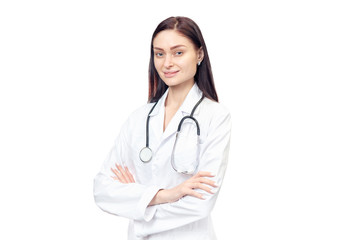 Fototapeta premium portrait of woman in doctor lab coat