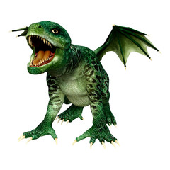 3D Rendering Fairy Tale Dragon on White