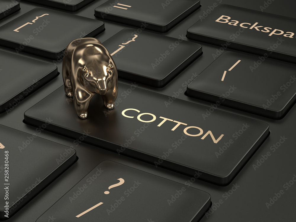 Poster 3d render of keyboard with cotton key and bear