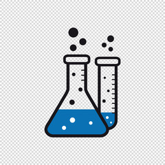 Chemical Test Tubes - Vector Illustration Icons - Isolated On Transparent Background