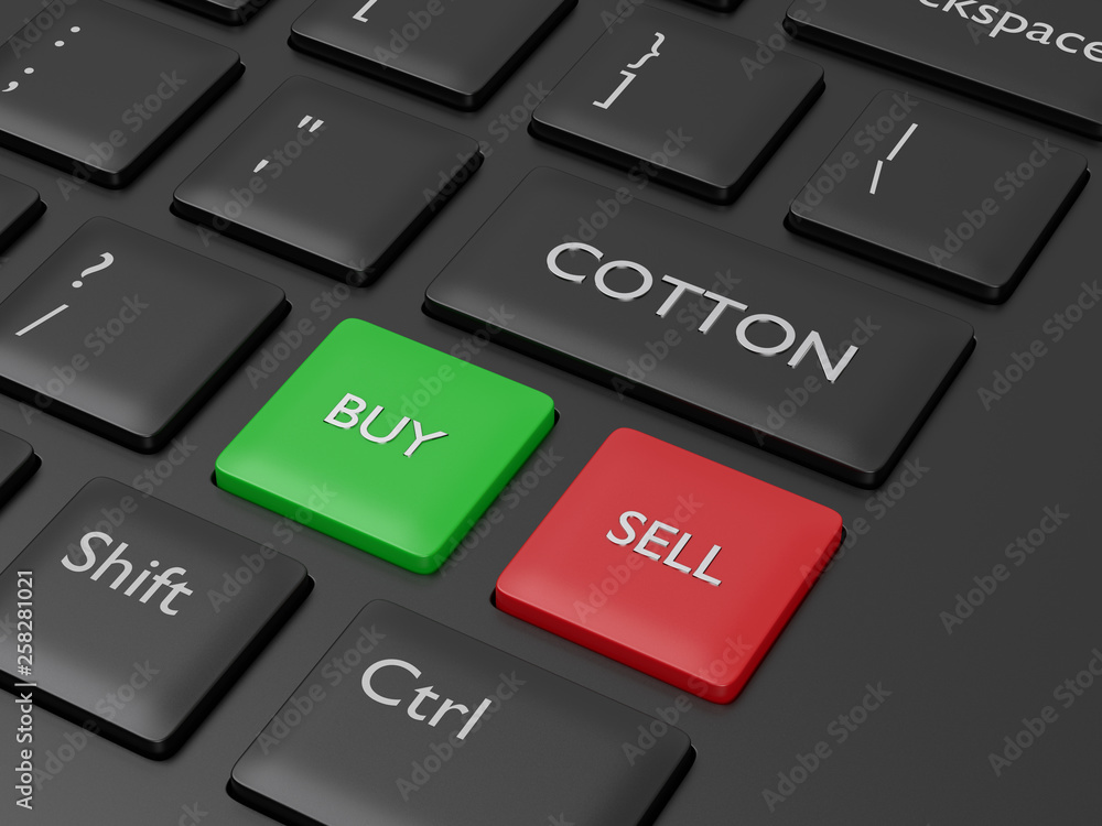 Poster 3d render of keyboard with cotton key