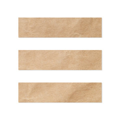 Paper tag set. Close up of a piece of note paper on white background. Piece of newspaper on white.