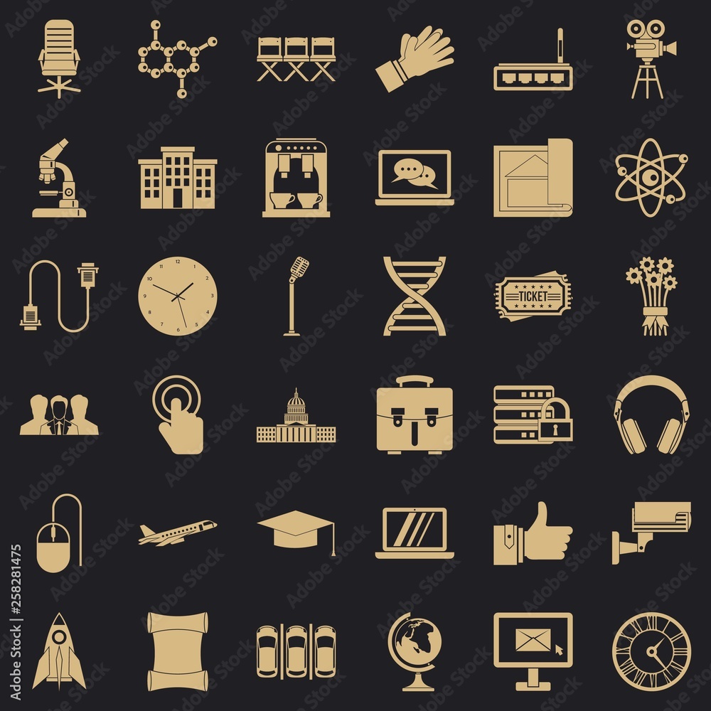 Poster conference icons set. simple style of 36 conference vector icons for web for any design