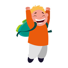 happy little schoolboy with schoolbag character