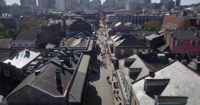 New Orleans Drone Bourbon Street and Buildings