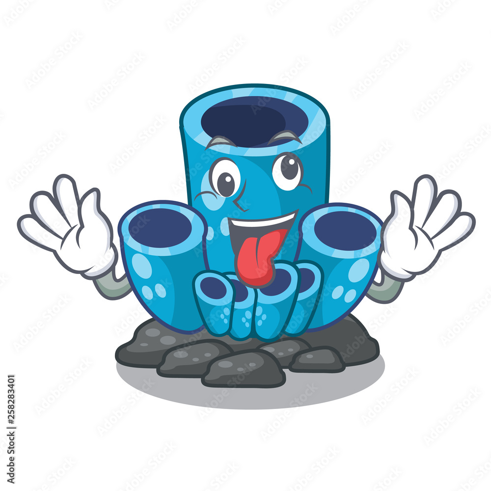 Sticker crazy blue sponge coral under sea cartoon