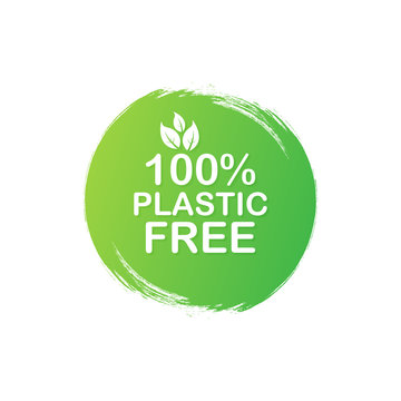 Plastic free green icon badge. Bpa plastic free chemical mark. Vector illustration.