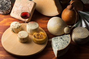 italian cheese on the wooden table