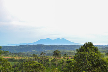 beautiful landscape scenery in the geopark area of ​​Sukabumi, West Java, Indonesia, stretching the scenery of natural green tea