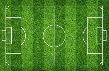 Naklejka premium Football field or soccer field for background. Green lawn court for create game.