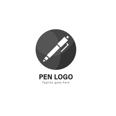 Pen logo template design. Pen logo with modern frame vector design