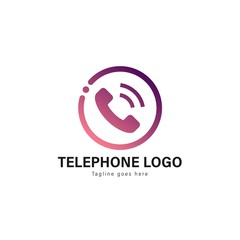 Telephone logo template design. Telephone logo with modern frame vector design