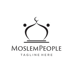 illustration logo from the mosque muslim people logo design concept