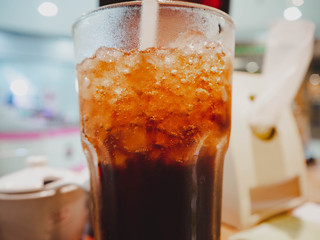 sparkling water on glass