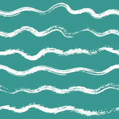 Vector seamless hand painted watercolor ocean waves pattern. White on blue background. The editable texture on Swatches Panel and the style on Graphic Styles Panel.