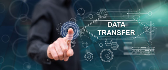 Man touching a data transfer concept