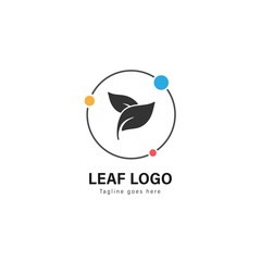 Obraz premium Leaf logo template design. Leaf logo with modern frame vector design