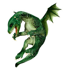 3D Rendering Fairy Tale Dragon on White