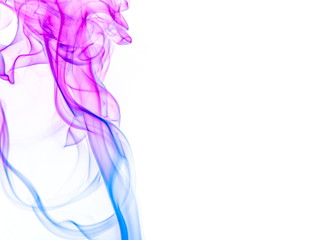 Colored smoke on white background