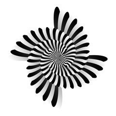 Surrealism. Psychology and philosophy, a sample for printing. Black and white fractal background. Escher style. Images in the style of optical visual illusions - op art.