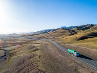 A bird's eye view of Xinjiang Bayinbrook Grassland Highway 
