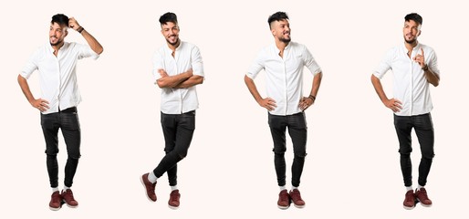 Set of  handsome man over isolated background