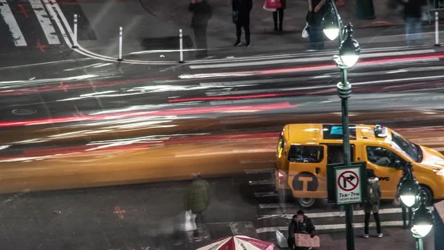 Busy Manhattan NYC street corner timelapse winter night.mov